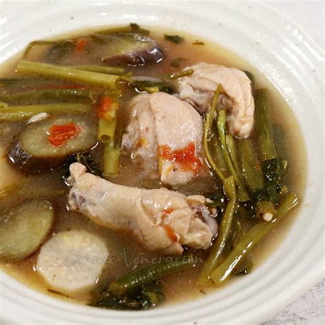 Boiled chicken and vegetable soup (Filipino nilagang .